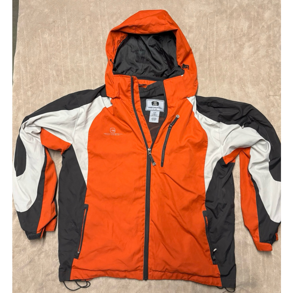 Men's Free Country Light Windbreaker Jacket XL Orange Gray White